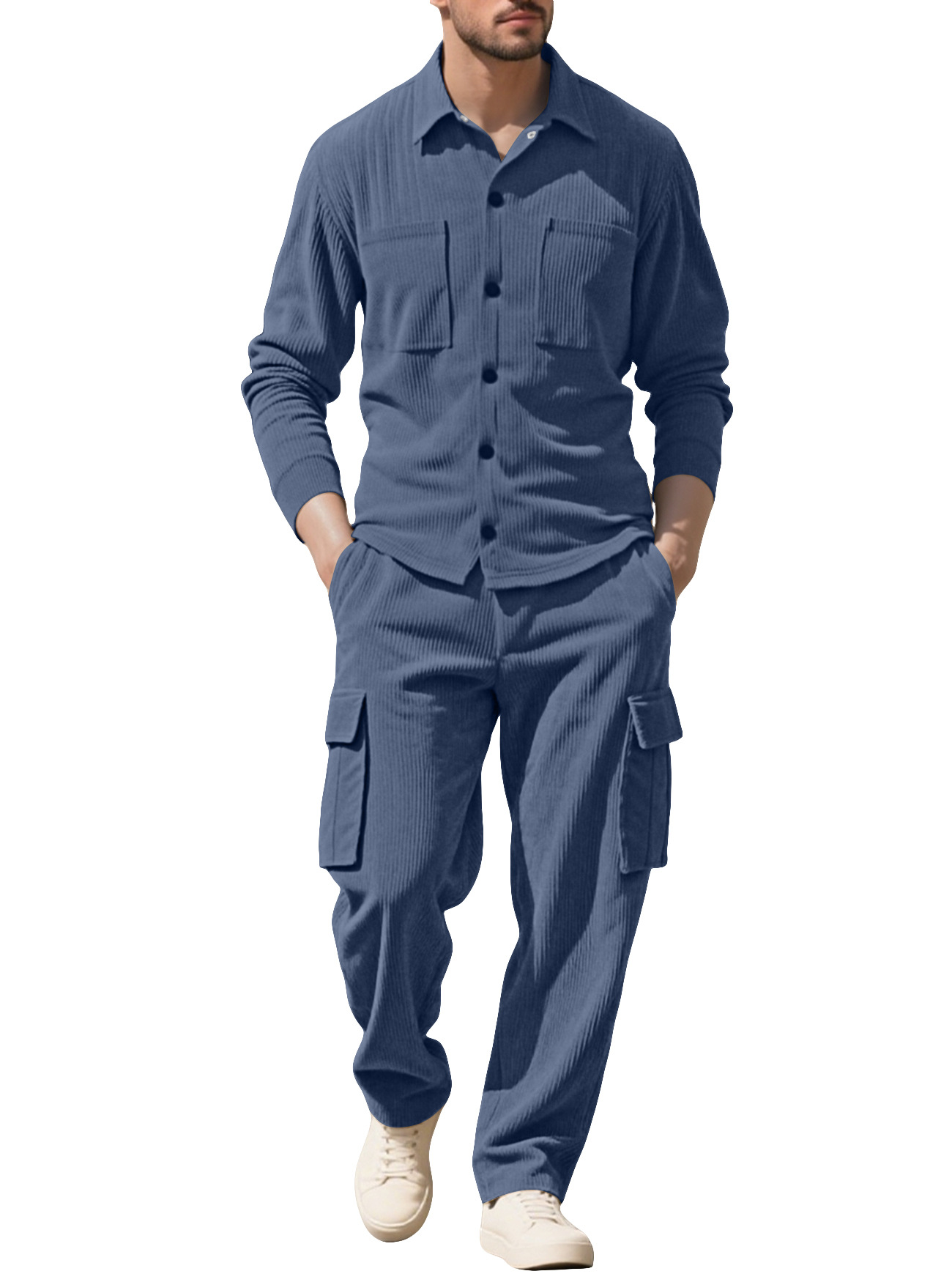Outdoor Sportswear - بدلة رياضية رجالية من قماش الكوردوروي،
