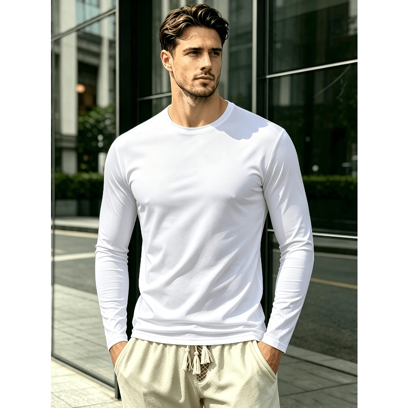 Outdoor Sportswear - تي شيرت سادة برقبة مستديرة وأكمام