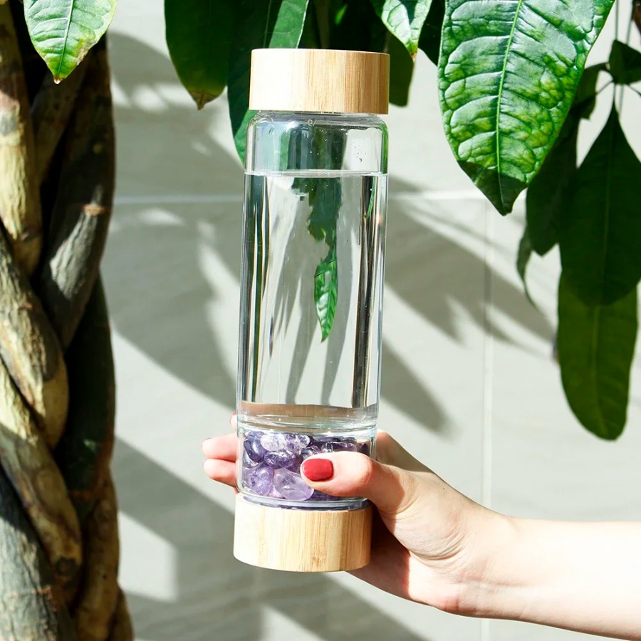 Outdoor Sport Glass Water Bottle - زجاجات خام كريستالية طبيعية بقطر كبير،