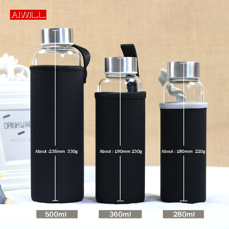 AIWILL زجاجة مياه رياضية زجاجي - مراجعة Outdoor Sport Glass Water Bottle وسعره