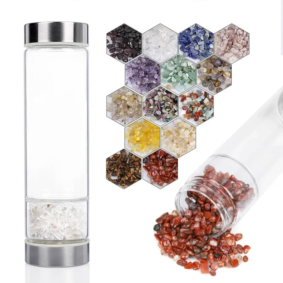 زجاجات خام كريستالية طبيعية بق - مراجعة Outdoor Sport Glass Water Bottle وسعره