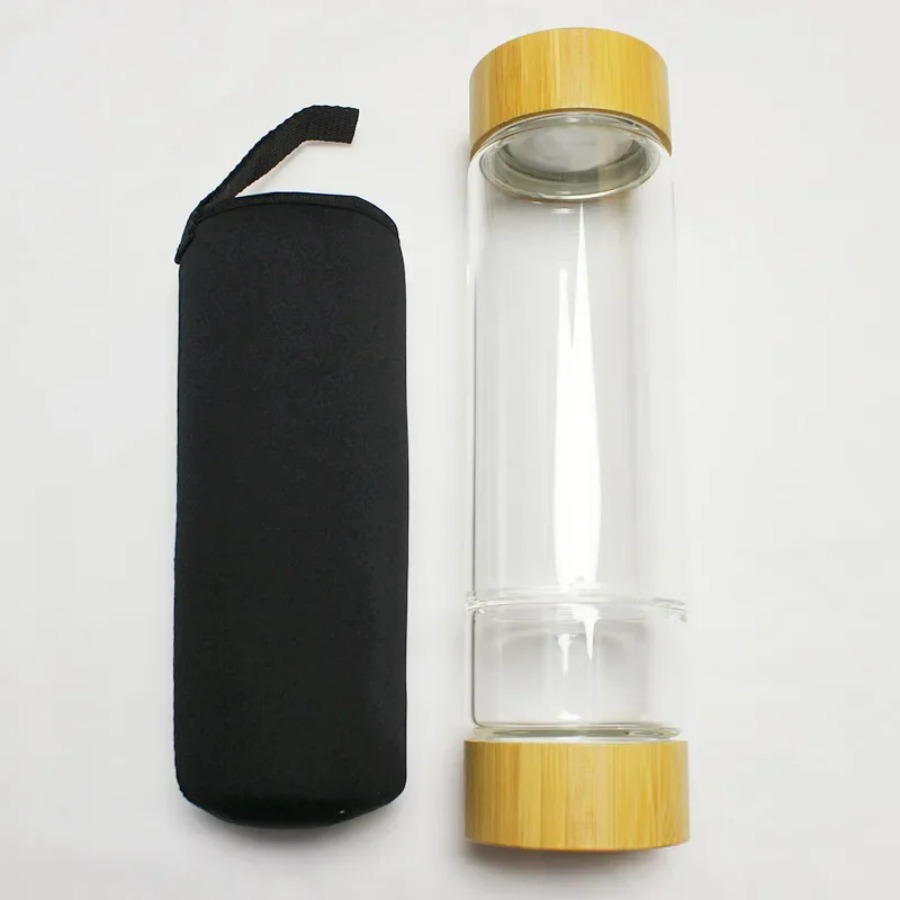 زجاجات خام كريستالية طبيعية بق - مراجعة Outdoor Sport Glass Water Bottle وسعره
