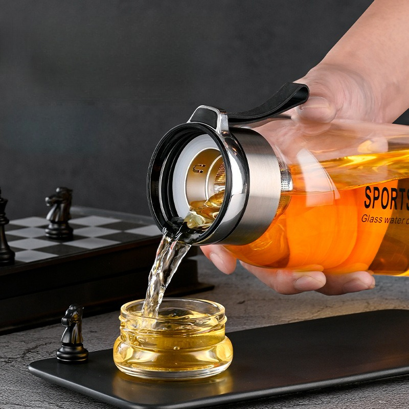 زجاجة مياه زجاجية 1.0/1.2 لتر  - مراجعة Outdoor Sport Glass Water Bottle وسعره