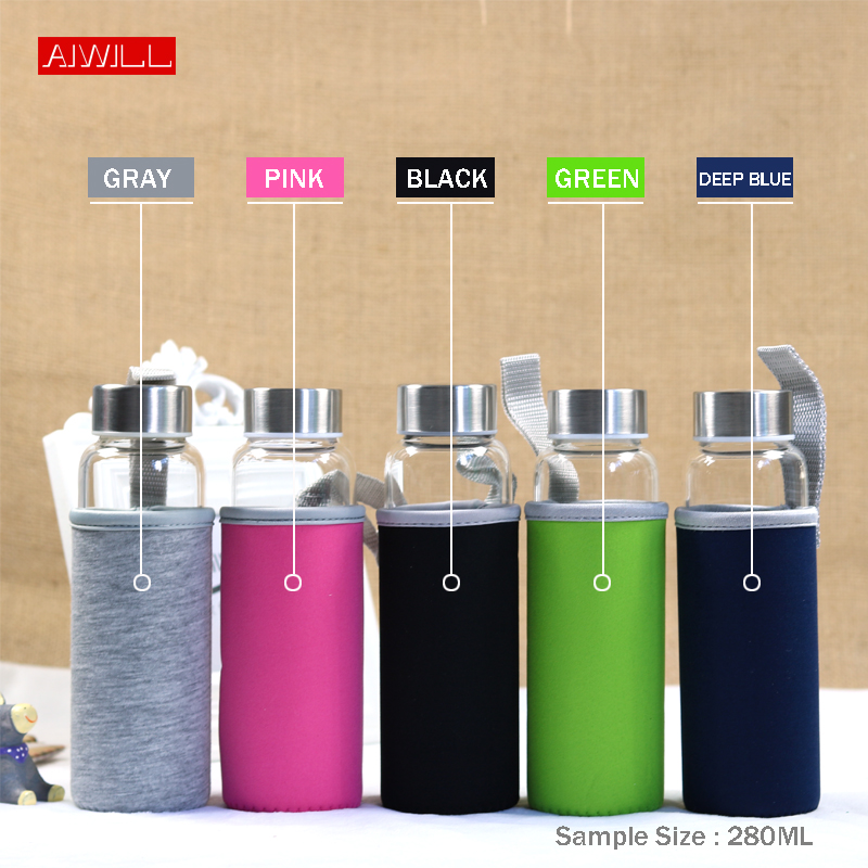 AIWILL-زجاجة ماء زجاجية رياضية - مراجعة Outdoor Sport Glass Water Bottle وسعره